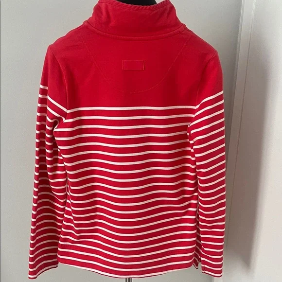 Joules Red and White Striped V-Neck Sweater - Picture 6 of 11